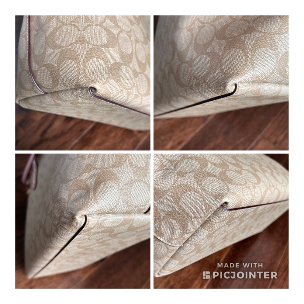 Coach 76636 signature town tote in light khaki and blossom pink - Picture 15 of 16